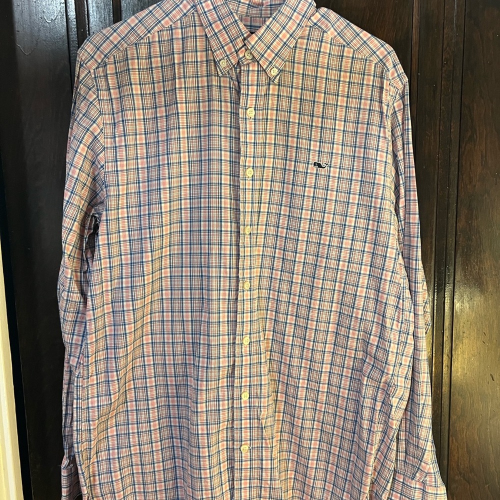Vineyard Vines Pink and Blue Plaid Dress Shirt